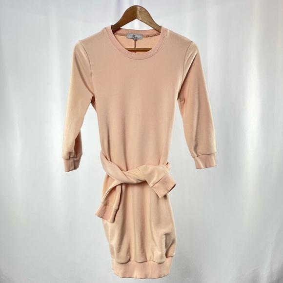 Front Row Shop Cotton Long Sleeve Sweatshirt Dress in Pale Pink Size Small - Picture 3 of 10